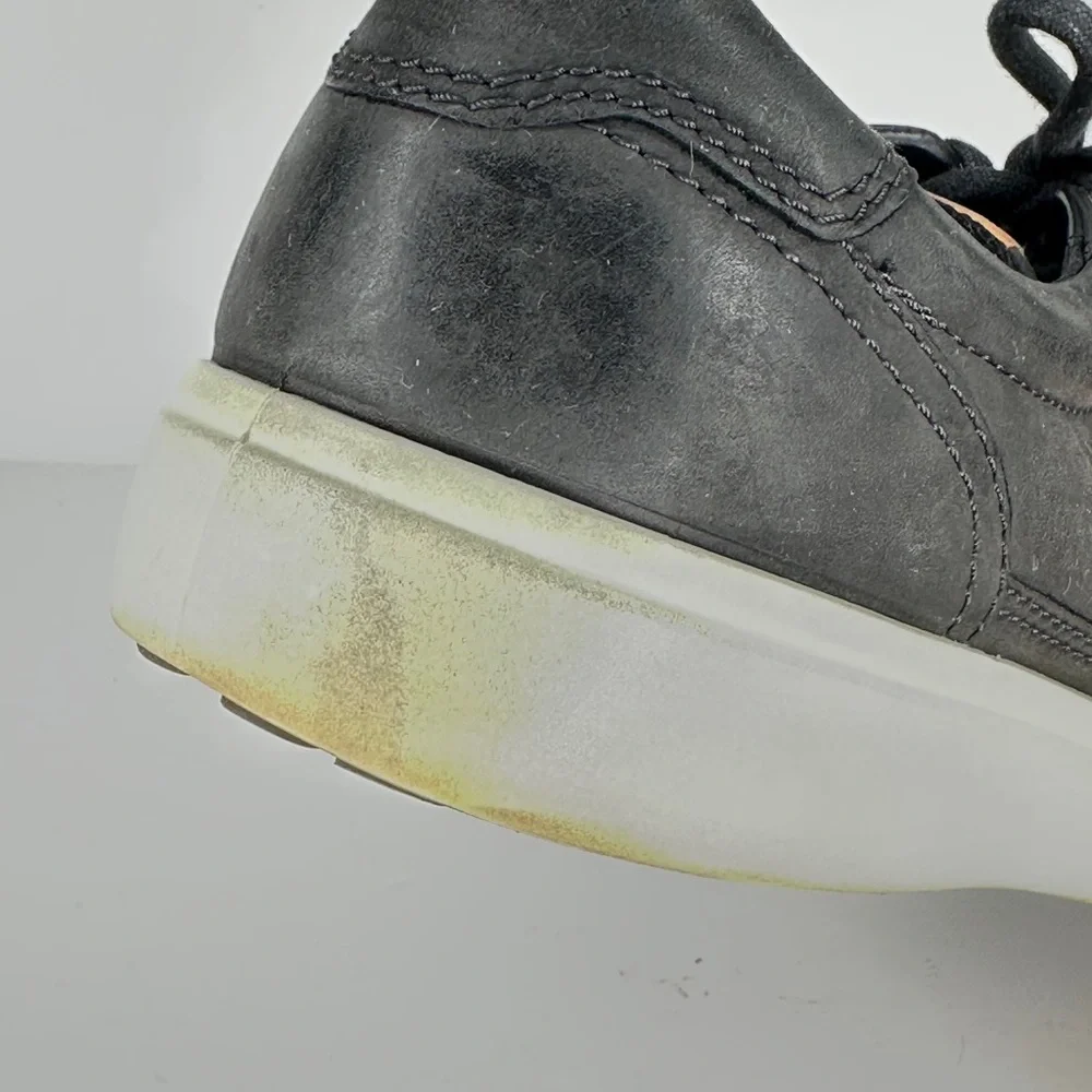 ECCO Soft 7 Sneakers Black Casual‎ Leather Lace Up Low Top Sz 12
